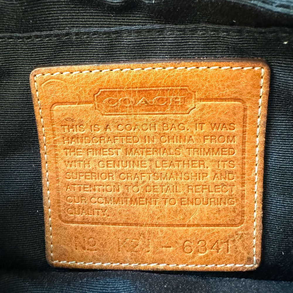 Vintage Coach Crossbody Bag Black Signature with Tan inner strap accent - Picture 12 of 16